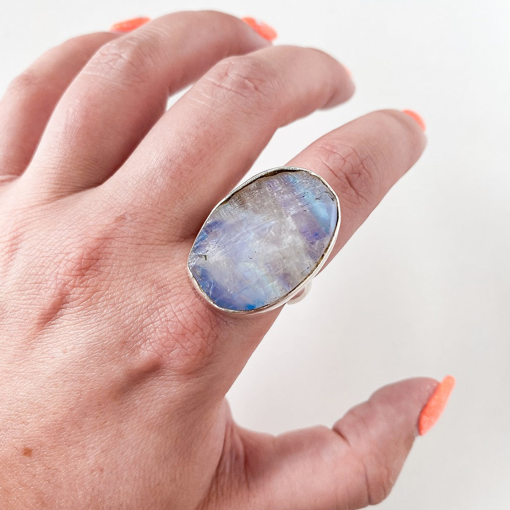 Rough Moonstone Ring - Oval Size 9