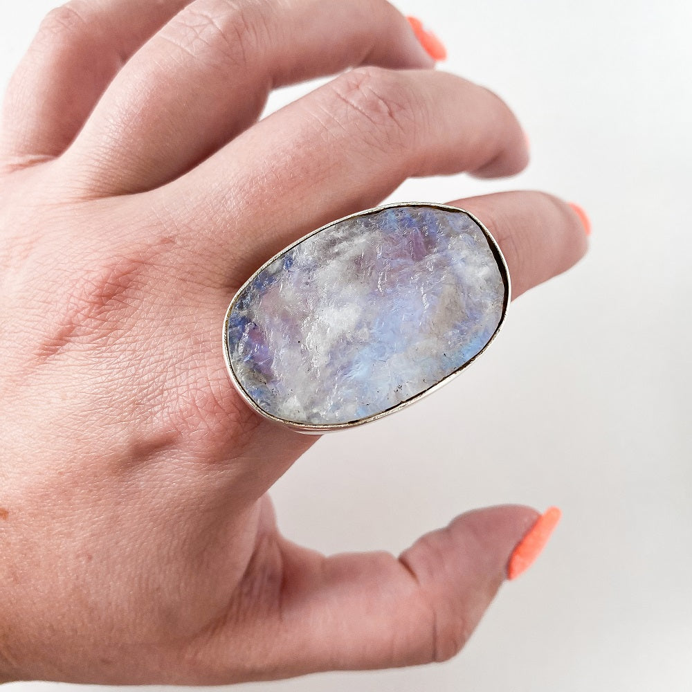 Rough Moonstone Ring - Oval