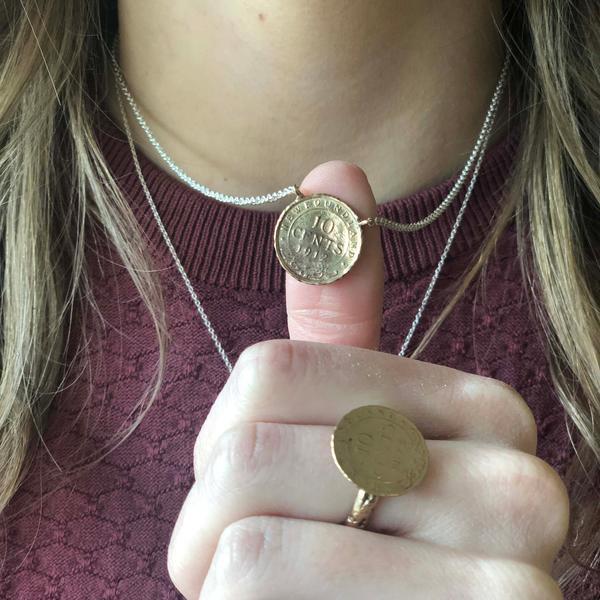 Newfoundland 10 Cent Coin Impression Necklace